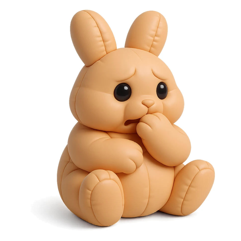 apricot bunny biting paw nervously, full body, cushion style, flawless appearance, no imperfections sticker