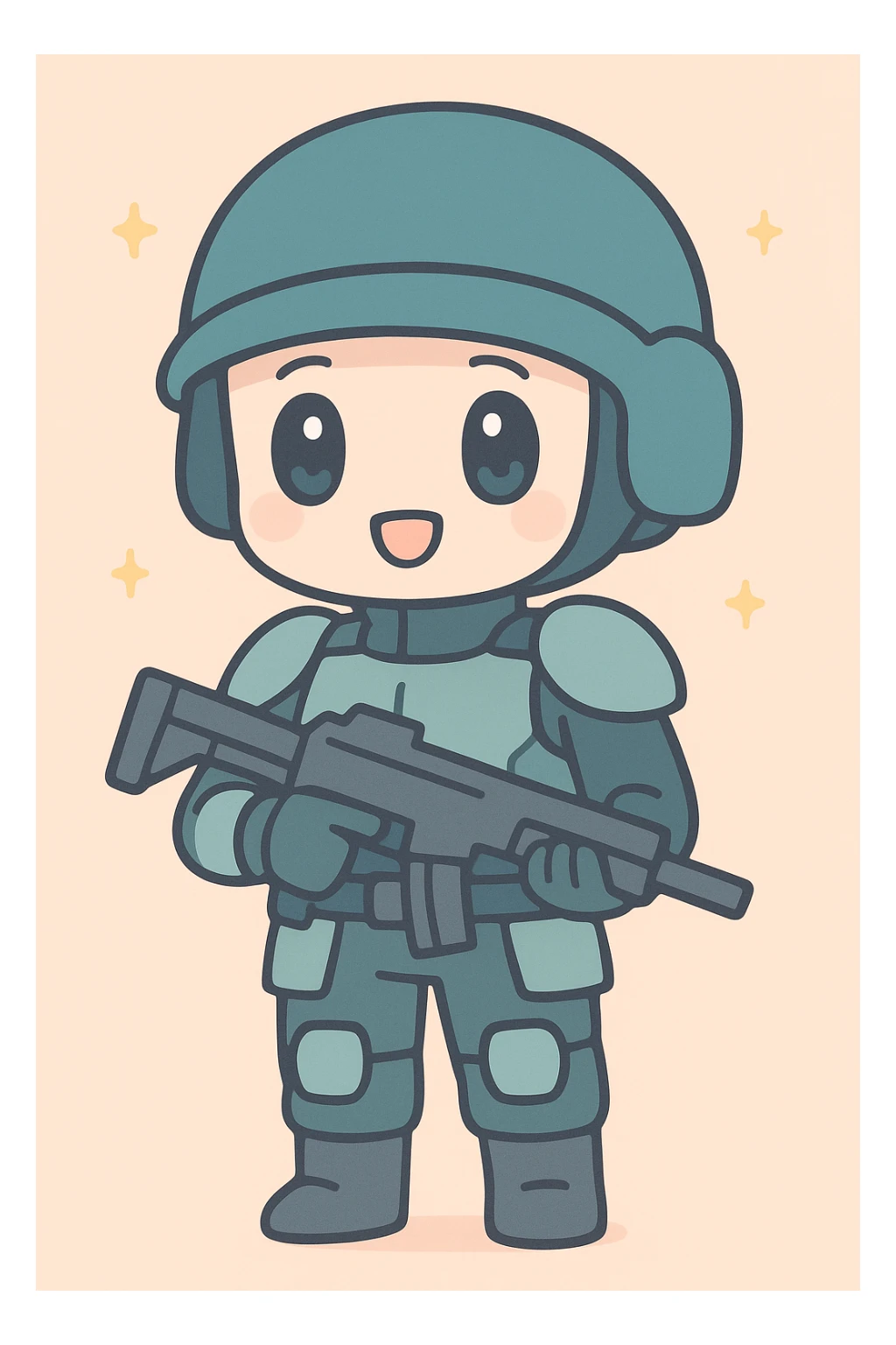 anime style human sci-fi soldier with a dark turquoise helmet, detailed armor, futuristic design sticker