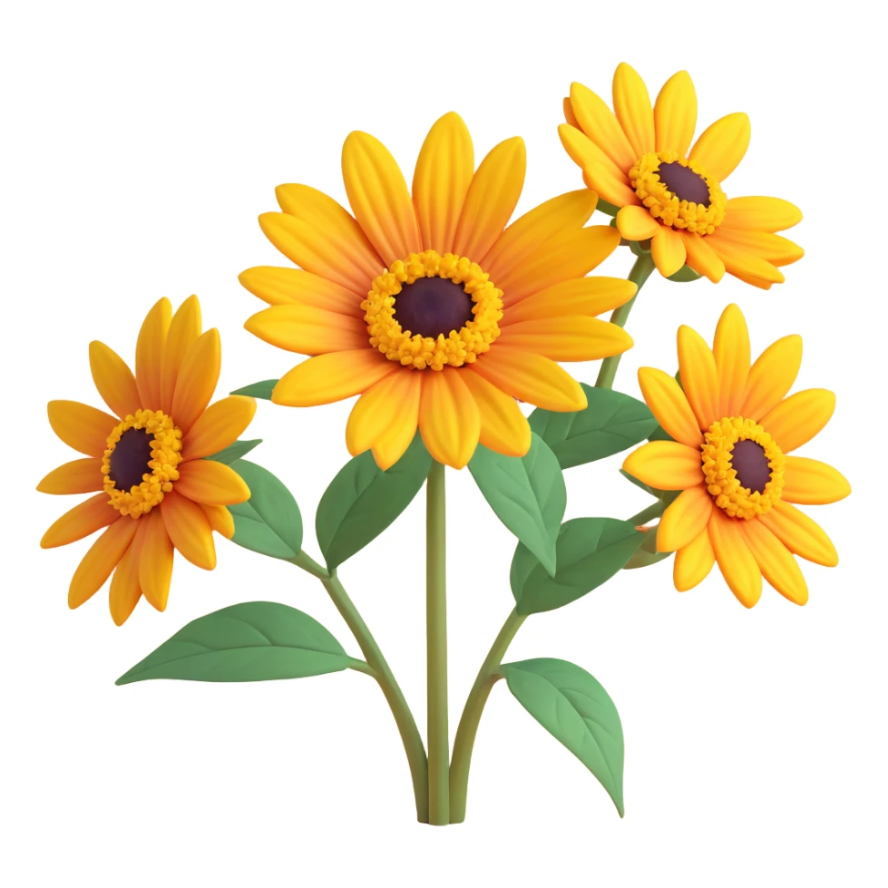 heliopsis flower, 3D, iOS style, close-up, realistic texture, pastel colors, minimalism sticker