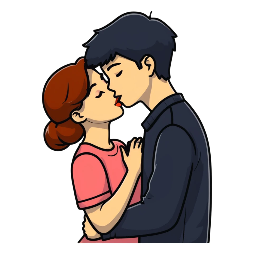 Girl kissing her boyfriend sticker