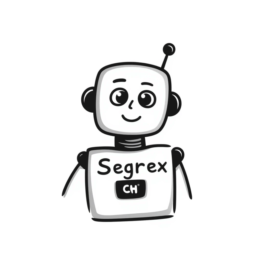 smiling robot head with an elbow sign and the word 'Segrex' sticker