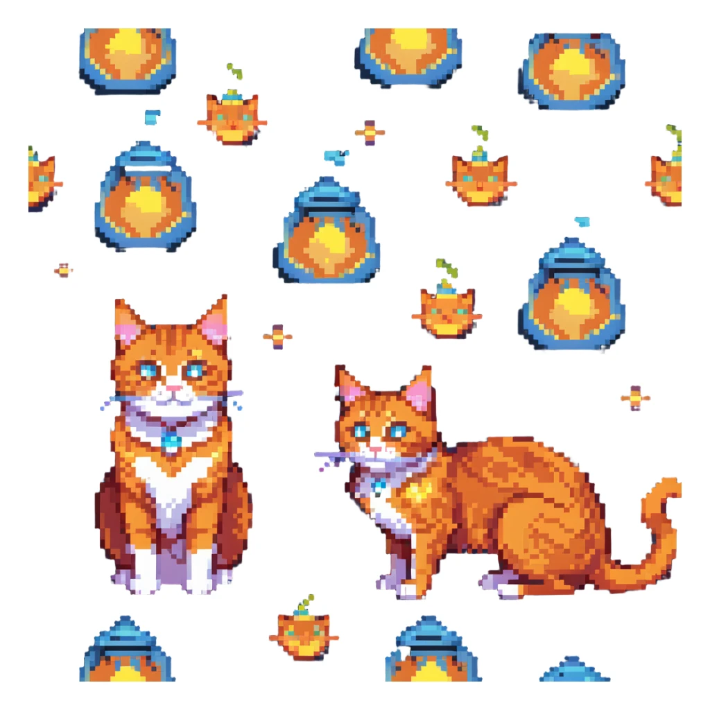 orange cat with magical glowing eyes and magical aura sticker