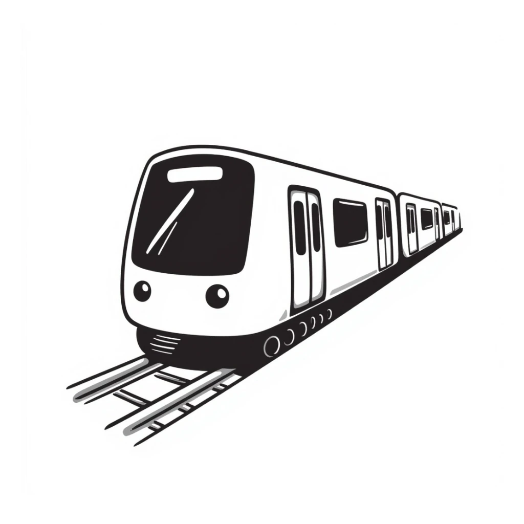 a black and white doodle of a subway train sticker