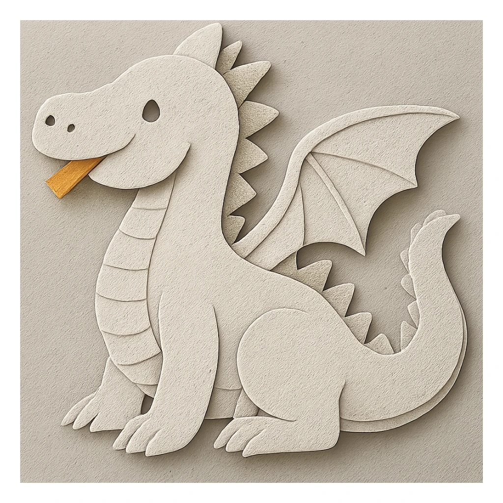 dragon paper sculpture with more details, white dragon sticker