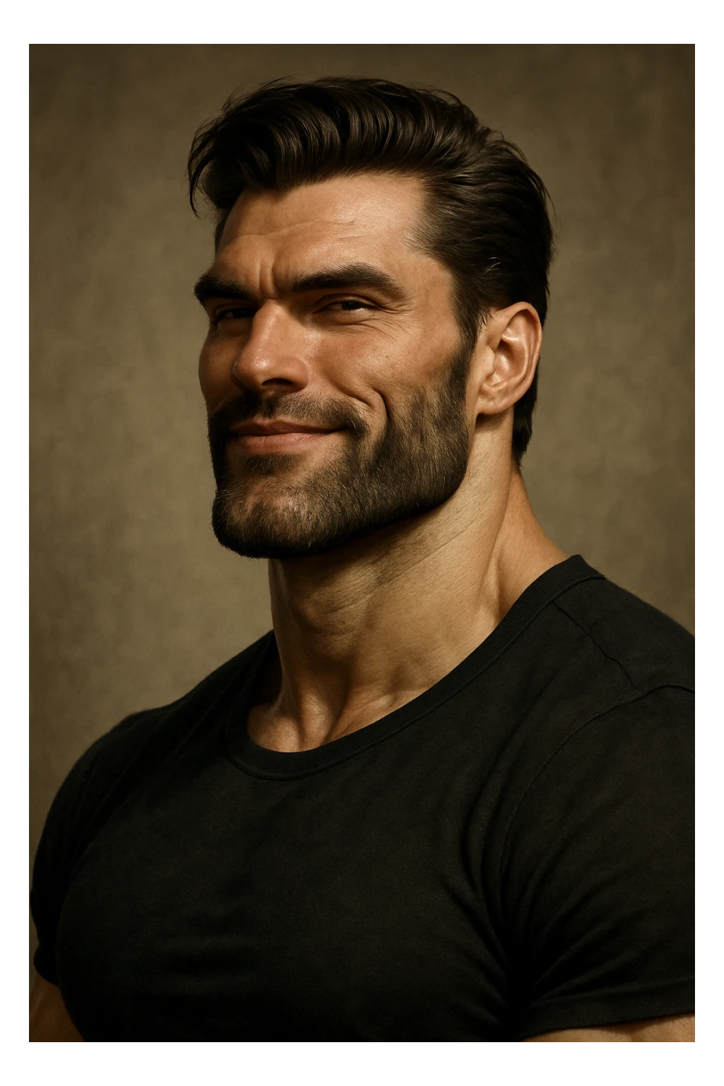 Gigachad, hyper-masculine meme character, confident expression, detailed jawline, iconic look sticker