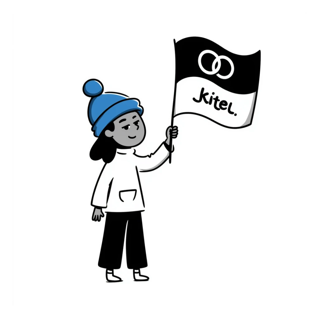girl with blue beanie holding a protest flag for social justice sticker