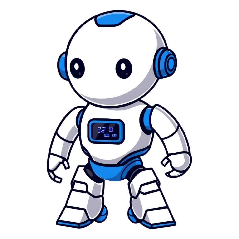 Sleek humanoid robot with chrome body and glowing blue circuitry lines sticker