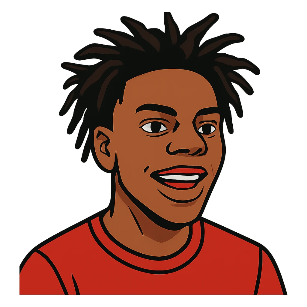 flat toon style portrait of IShowSpeed, bold lines, vibrant colors sticker