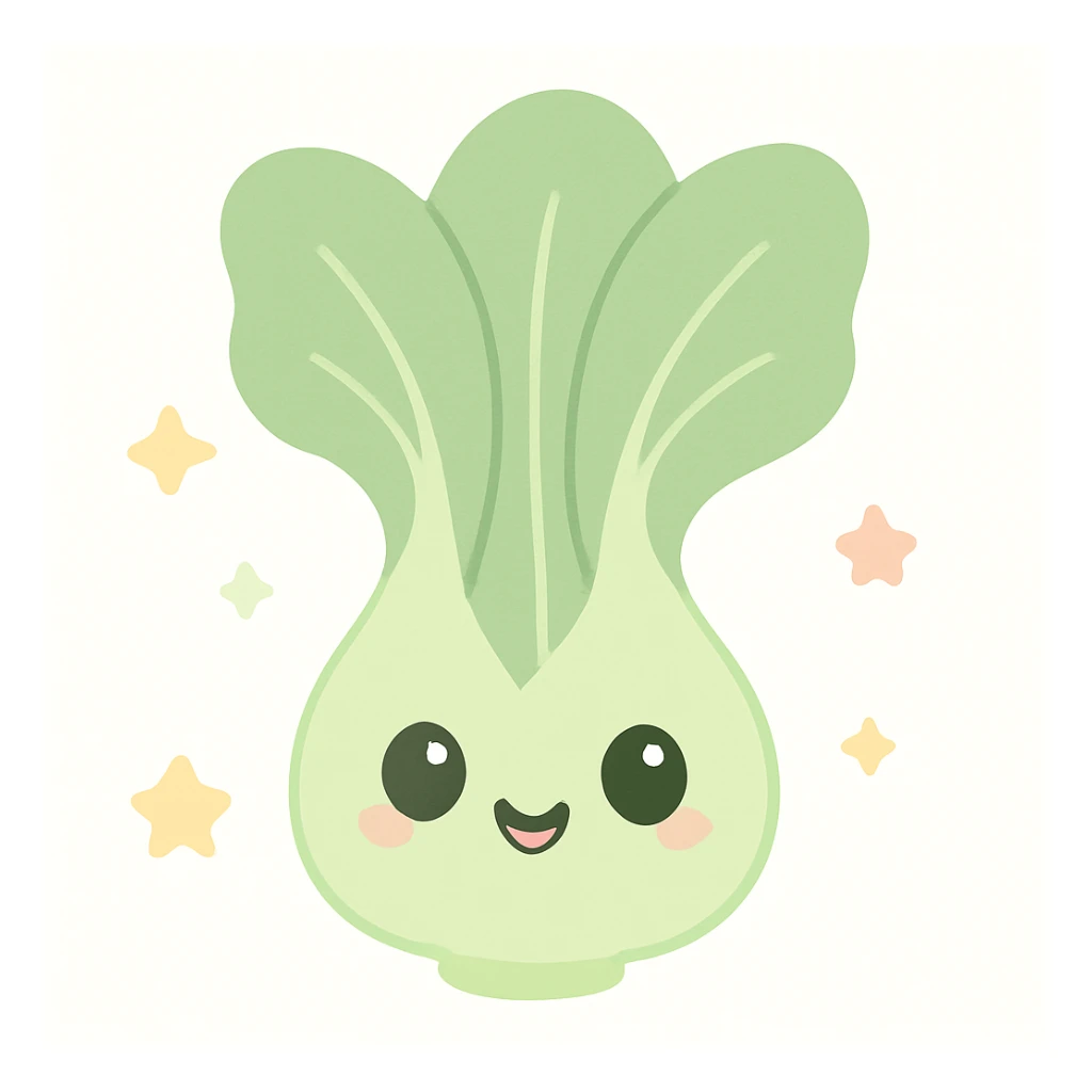 cute cartoon style bok choy with a smiling face sticker