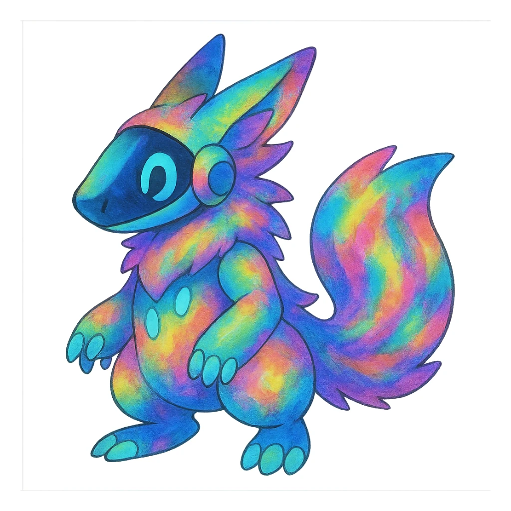 exotic tropical iridescent colorful nebula rainbow gradients cyber-Protogen-Fakémon-Pokémon sticker