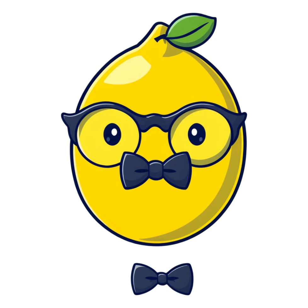 lemon with a face, monocle, and bow tie sticker