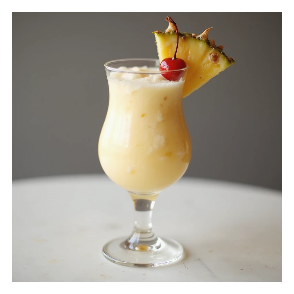 realistic piña colada cocktail in a tall glass with pineapple wedge and cherry, photorealistic style, transparent background sticker