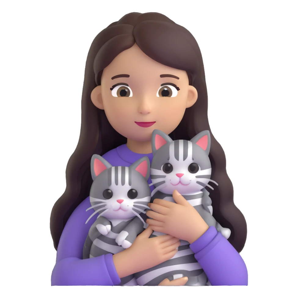 girl with long hair holding a cat with silver stripes sticker