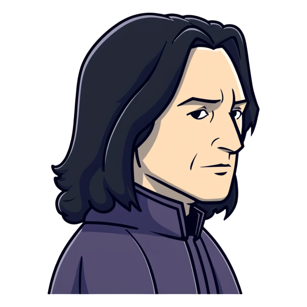 sad Severus Snape side view with long black hair sticker