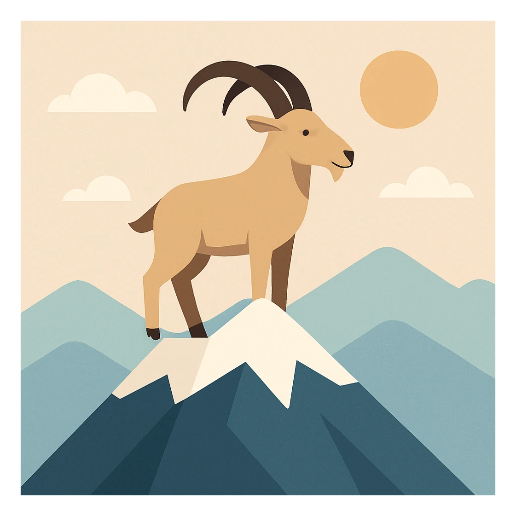 Flat design style goat in the peak sticker