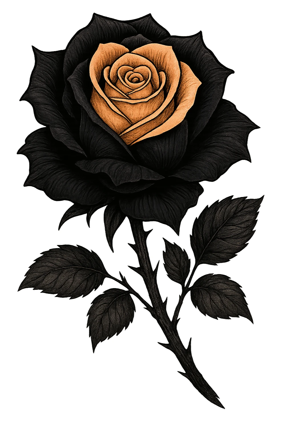 emo black rose with pastel orange petals sticker