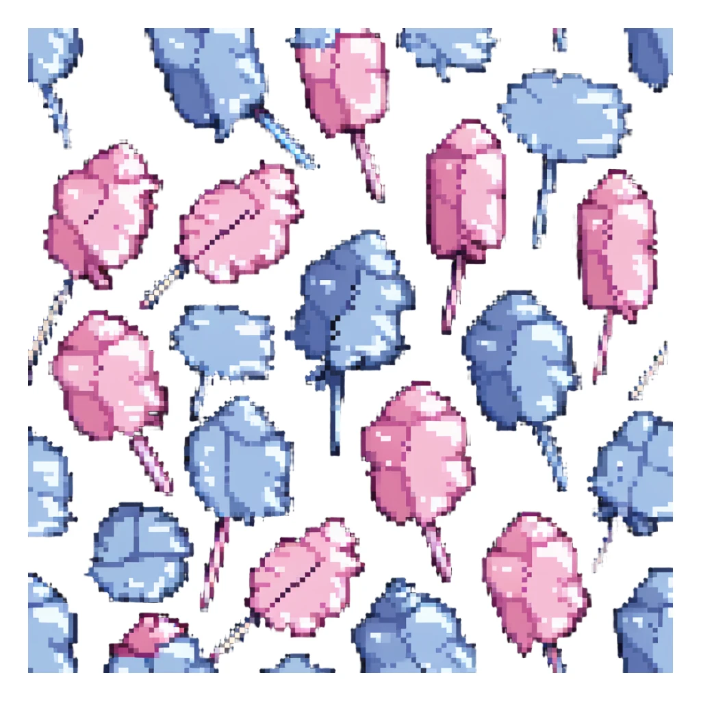 fluffy pastel pink cotton candy on a paper stick, soft and whimsical sticker