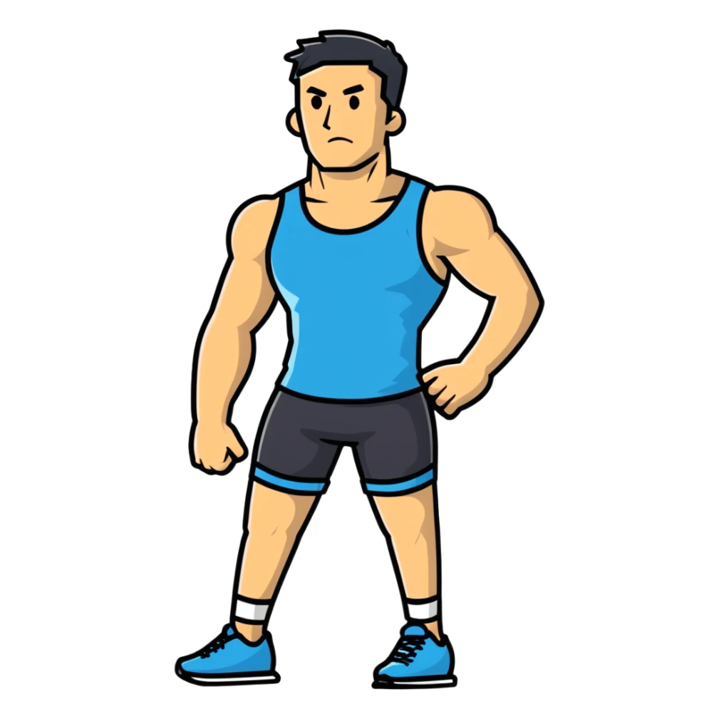 tall athlete standing in vest and shorts sticker