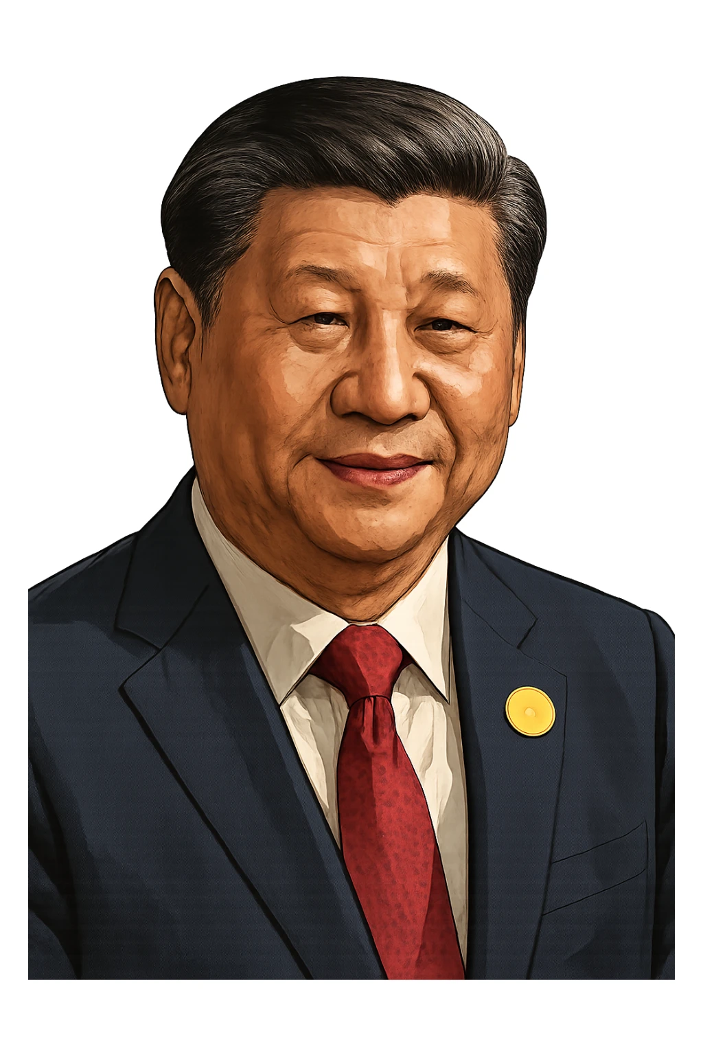 Си Цзиньпин в слегка рисованном, но при это объемный стиле, прозрачный фон sticker