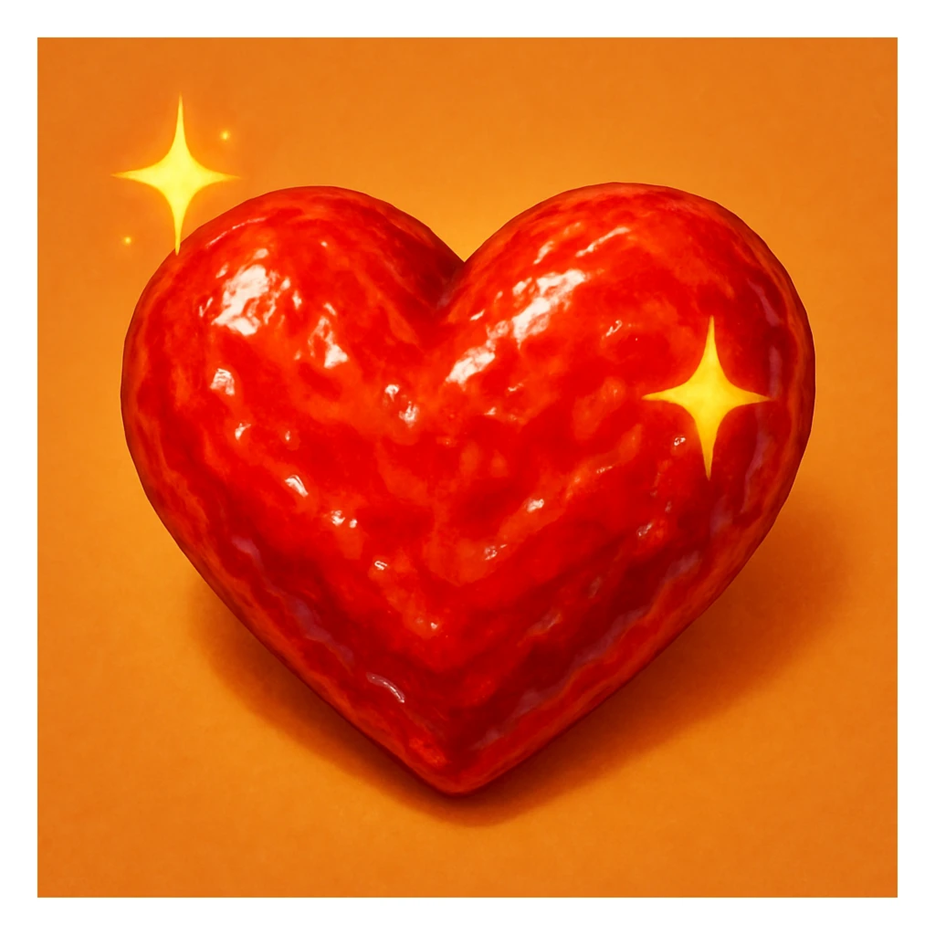 food heart emoji, shiny, with sparkles sticker