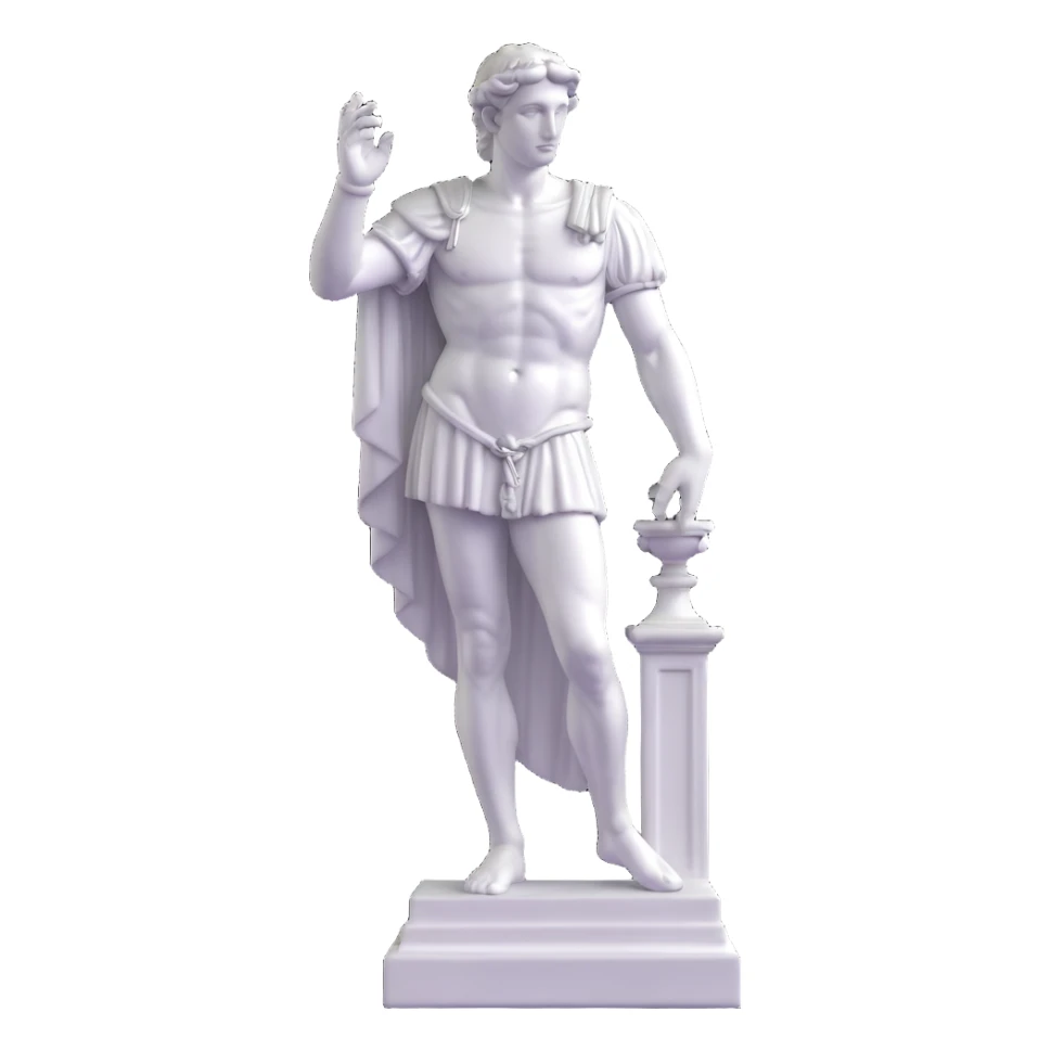 Full view of Michelangelo's David statue, Renaissance masterpiece, artistic stylized representation of the biblical hero sticker