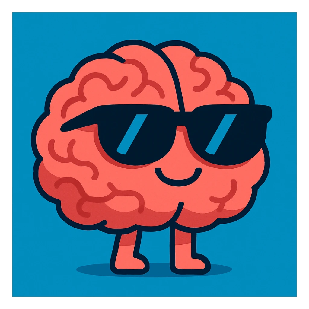 brain with black sunglasses sticker