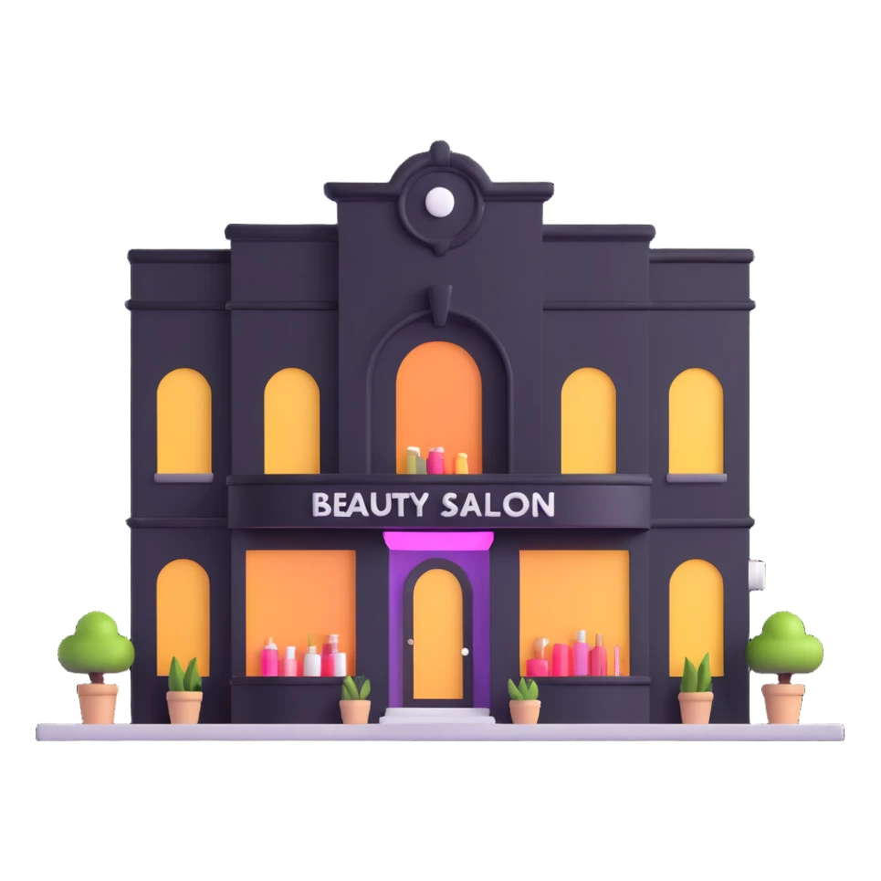 partly pink stylish beauty salon building sticker