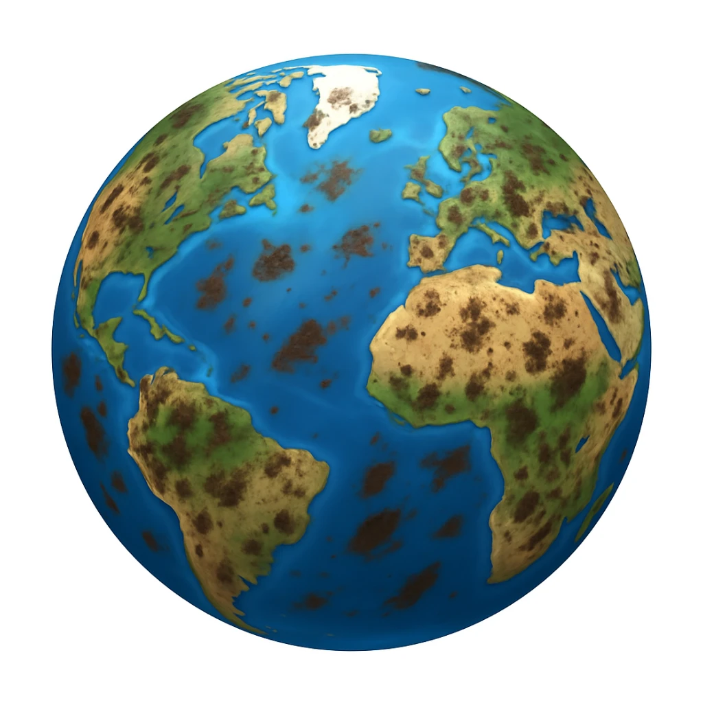 Earth emoji in apple style with dirty spots sticker