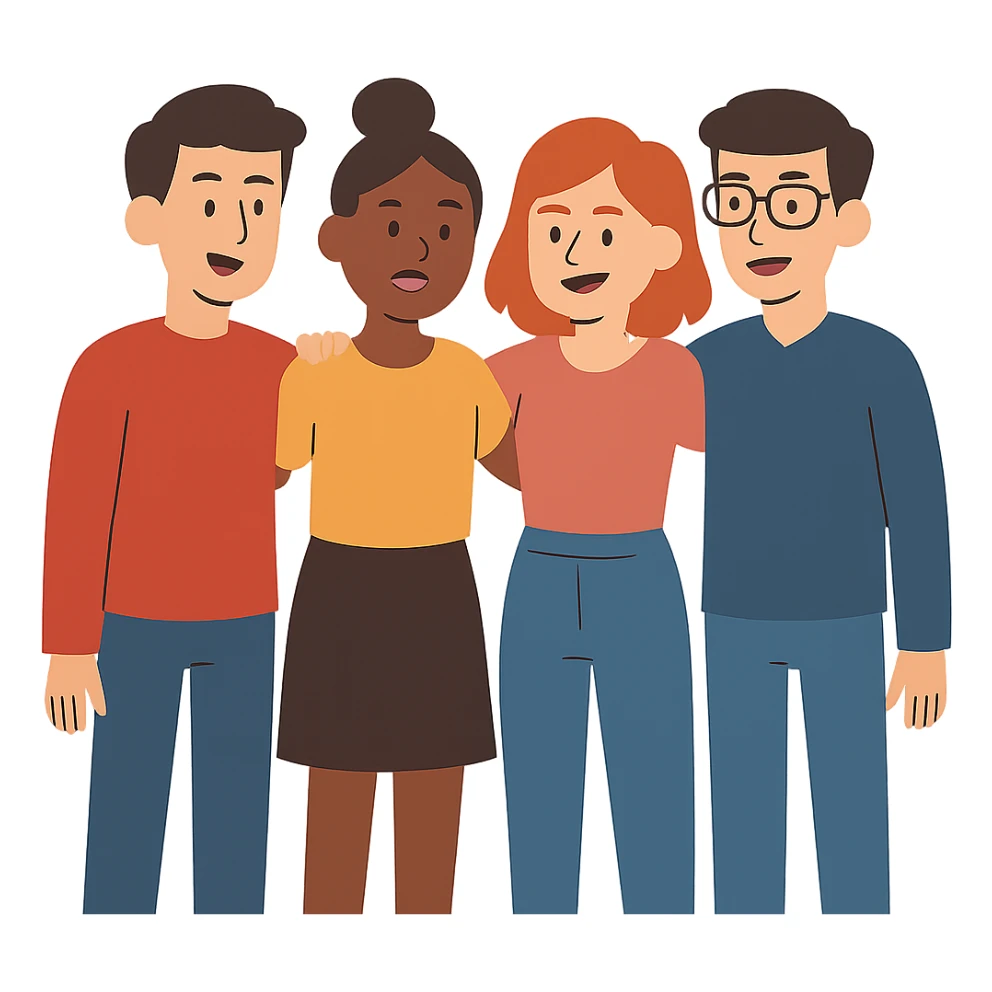 flat toon style group of friends sticker