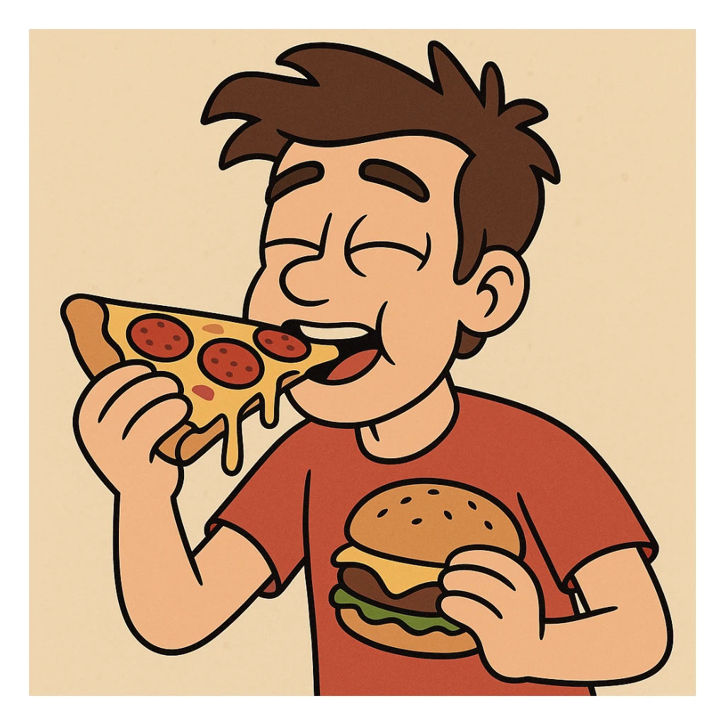  Hamburger pepperoni pizza the boy eating pizza sticker
