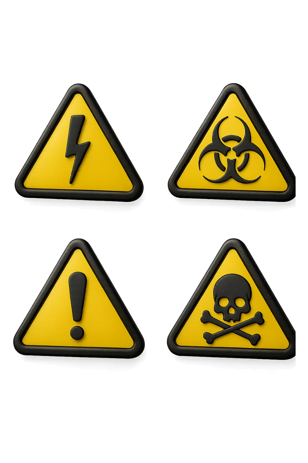 segnali di allarme 3d fluttuano in aria, iperrealistici 4k sticker