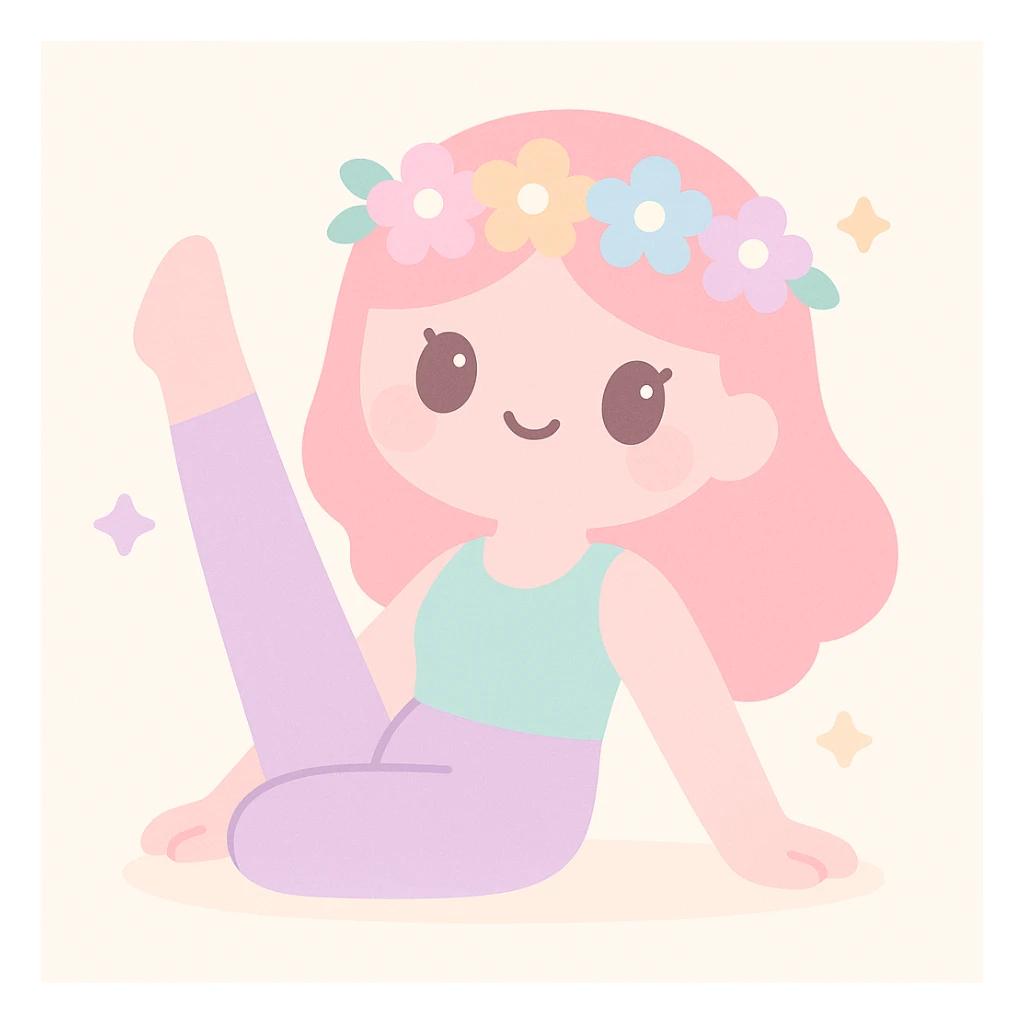 pink pilates girl with a flower crown, gentle and dreamy sticker