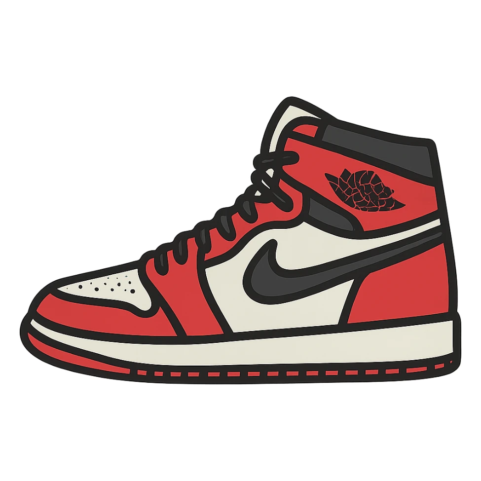 flat toon style Nike Air Jordan high-top sneaker sticker