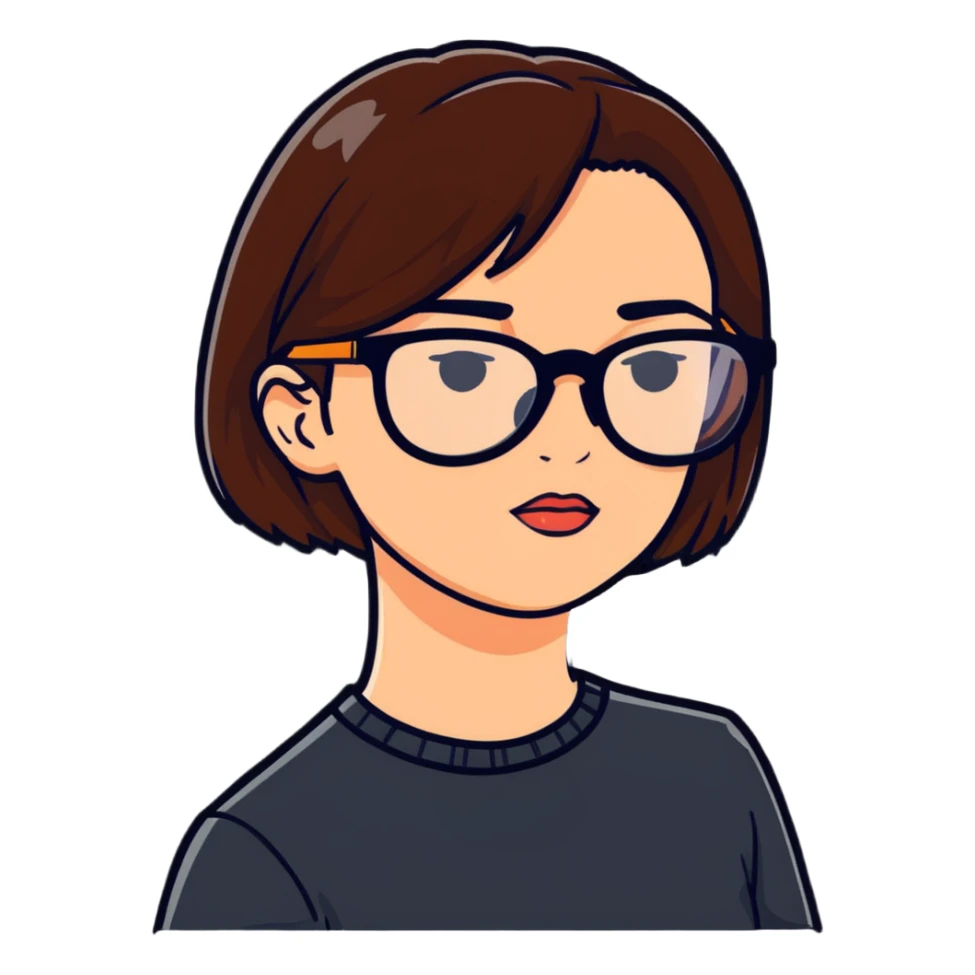 Femme brune à lunettes noires  sticker