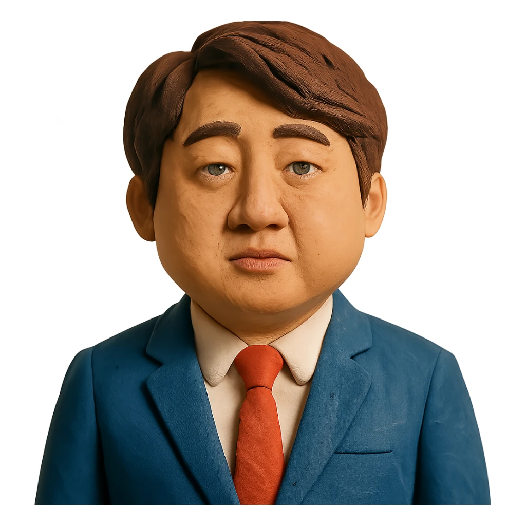 claymation style portrait of Lee Jun Seok, opposition leader sticker