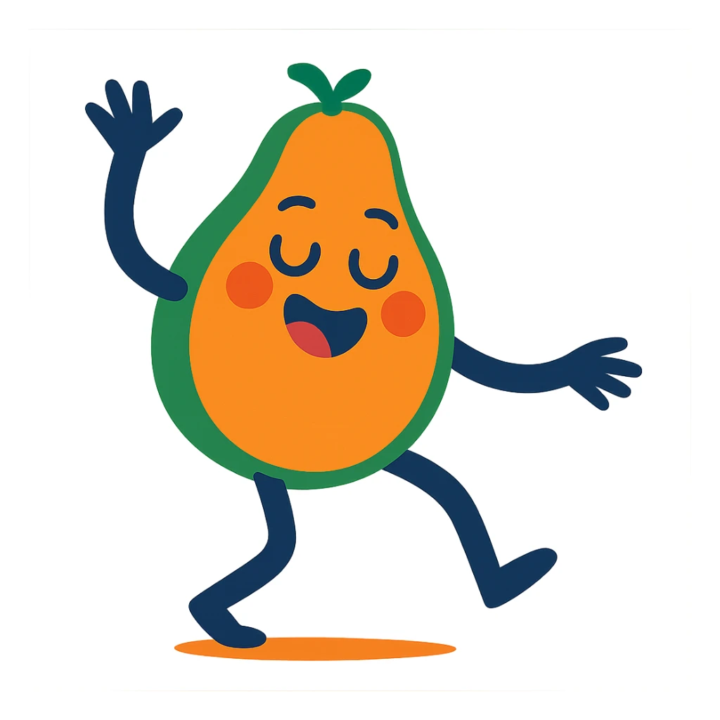 dancing papaya with expressive dance movement, vibrant and lively sticker