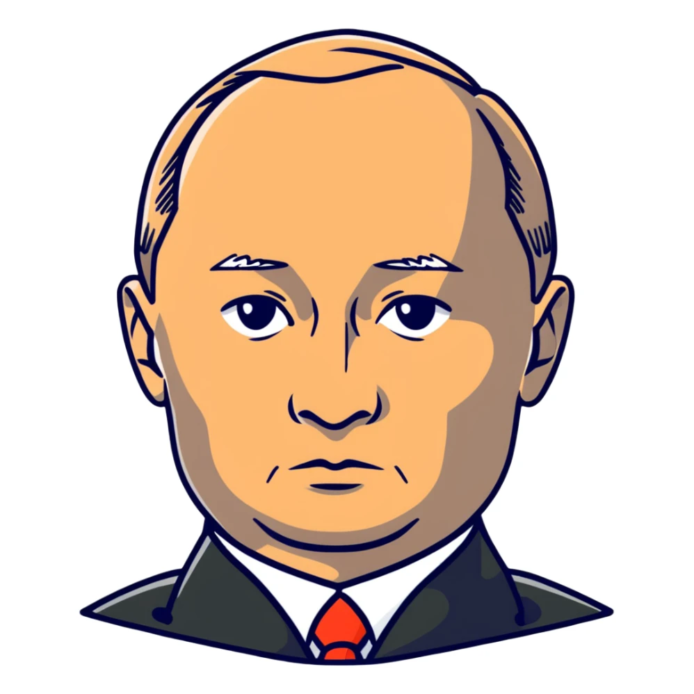 Vladimir Putin, Russian president, with serious face sticker