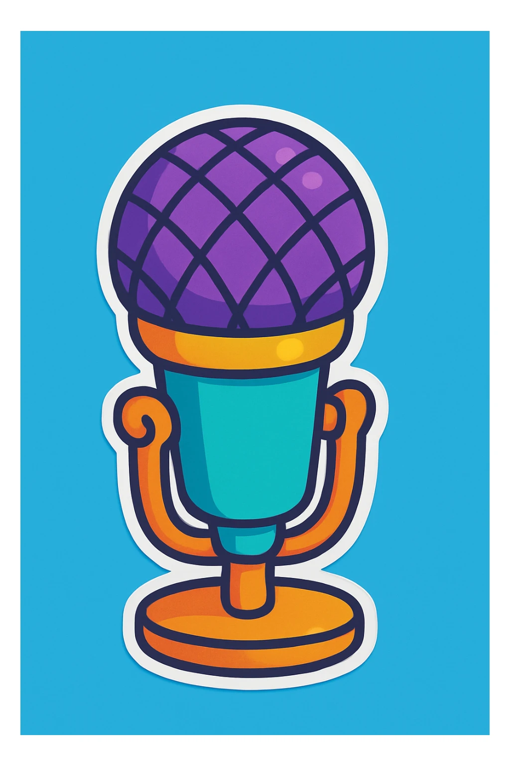 Make the microphone wireless, keep the cartoon style with playful colors and fun design. sticker