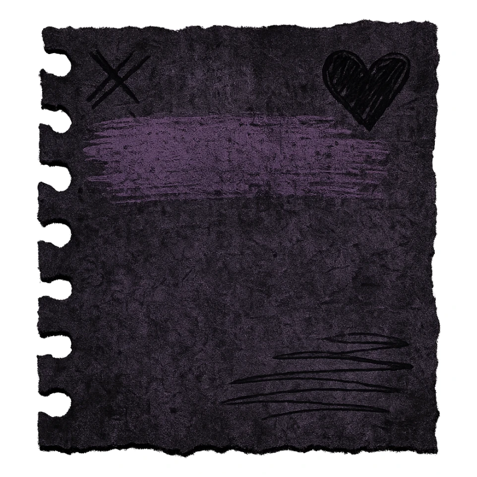 emo style black and purple torn notebook page sticker