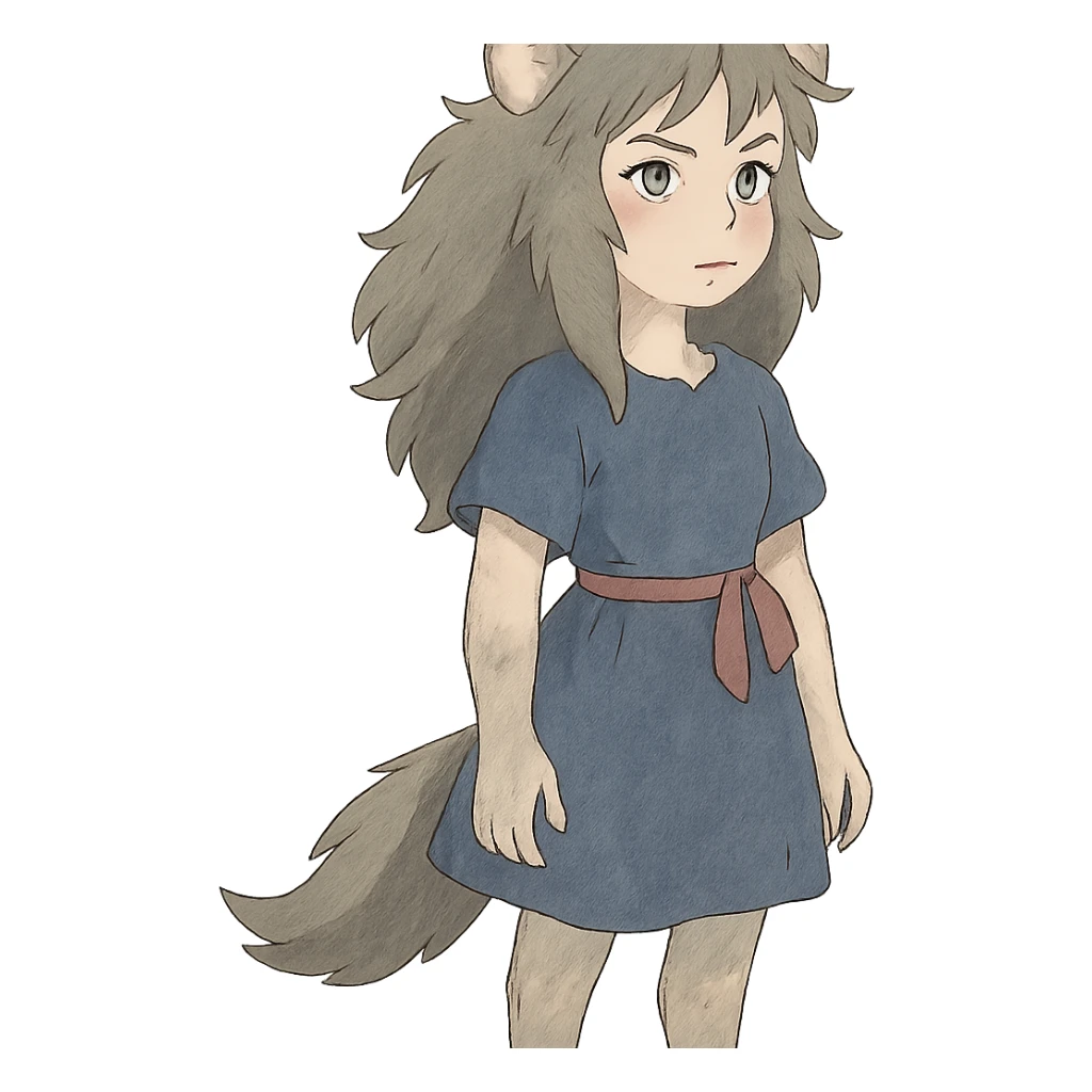 ghibli style werewolf girl sticker