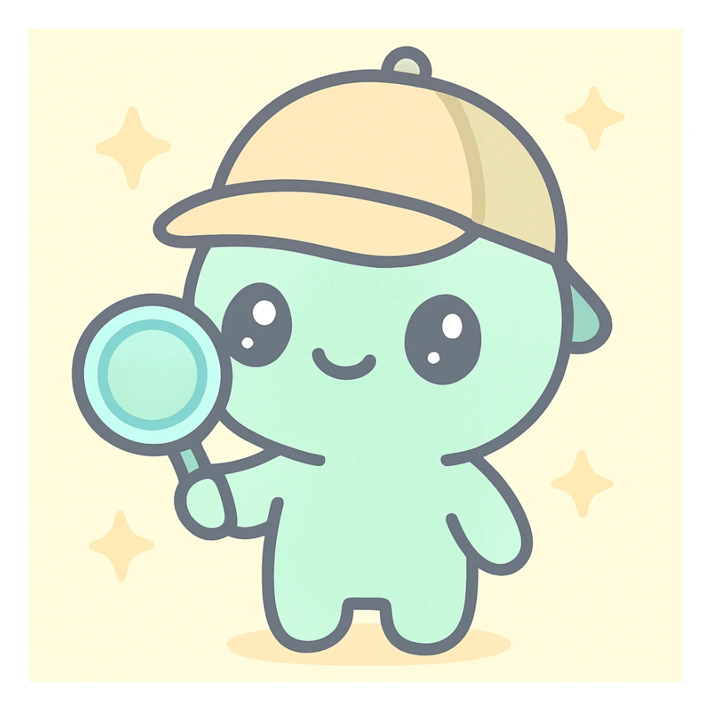cute detective character, kawaii style sticker