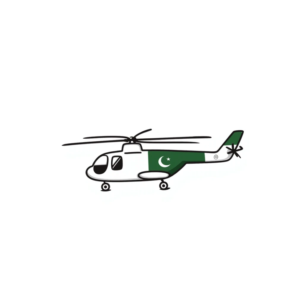 Hand-drawn Pakistani military helicopter with Pakistan flag markings sticker
