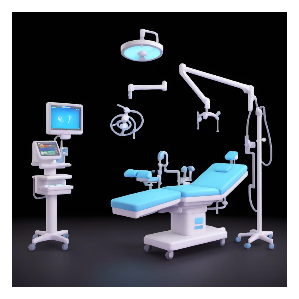 surgery 3D style, modern operating room, surgeons in scrubs, high-tech equipment, no visible wounds sticker
