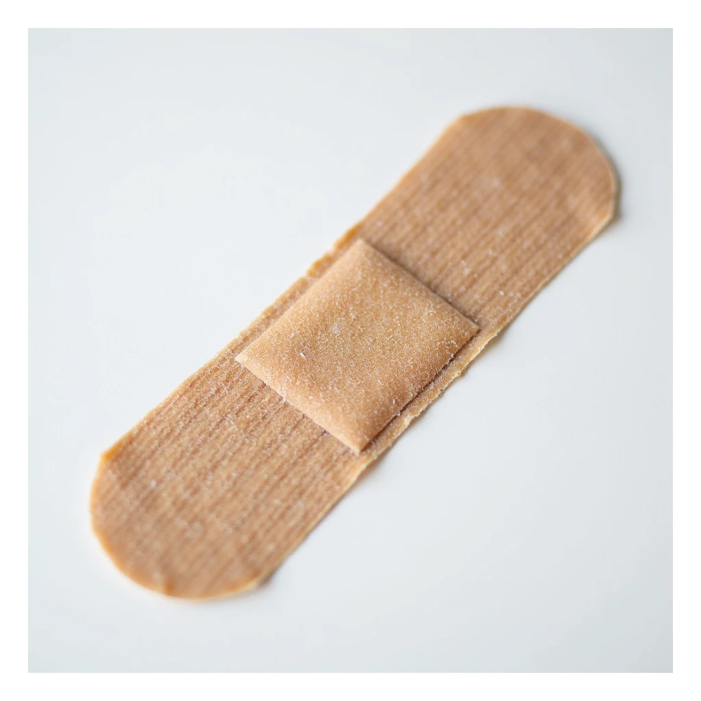 bandage, realistic, slightly used, adhesive edges, medical supply sticker