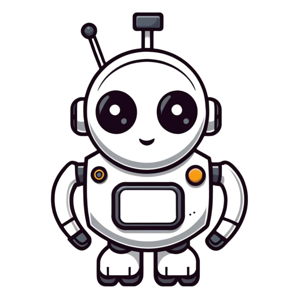 polished minimalistic perfectly round steel robot face, simple clean design sticker