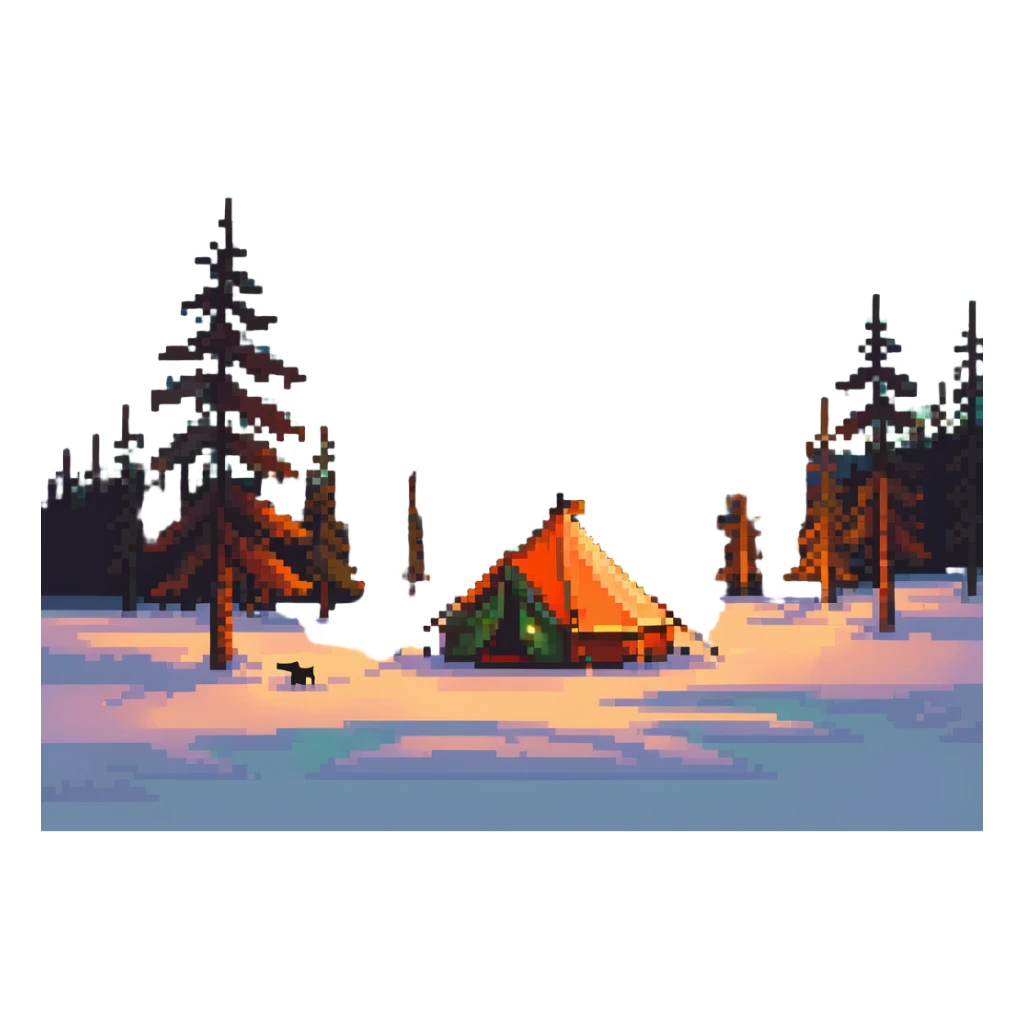 tent under northern lights sticker