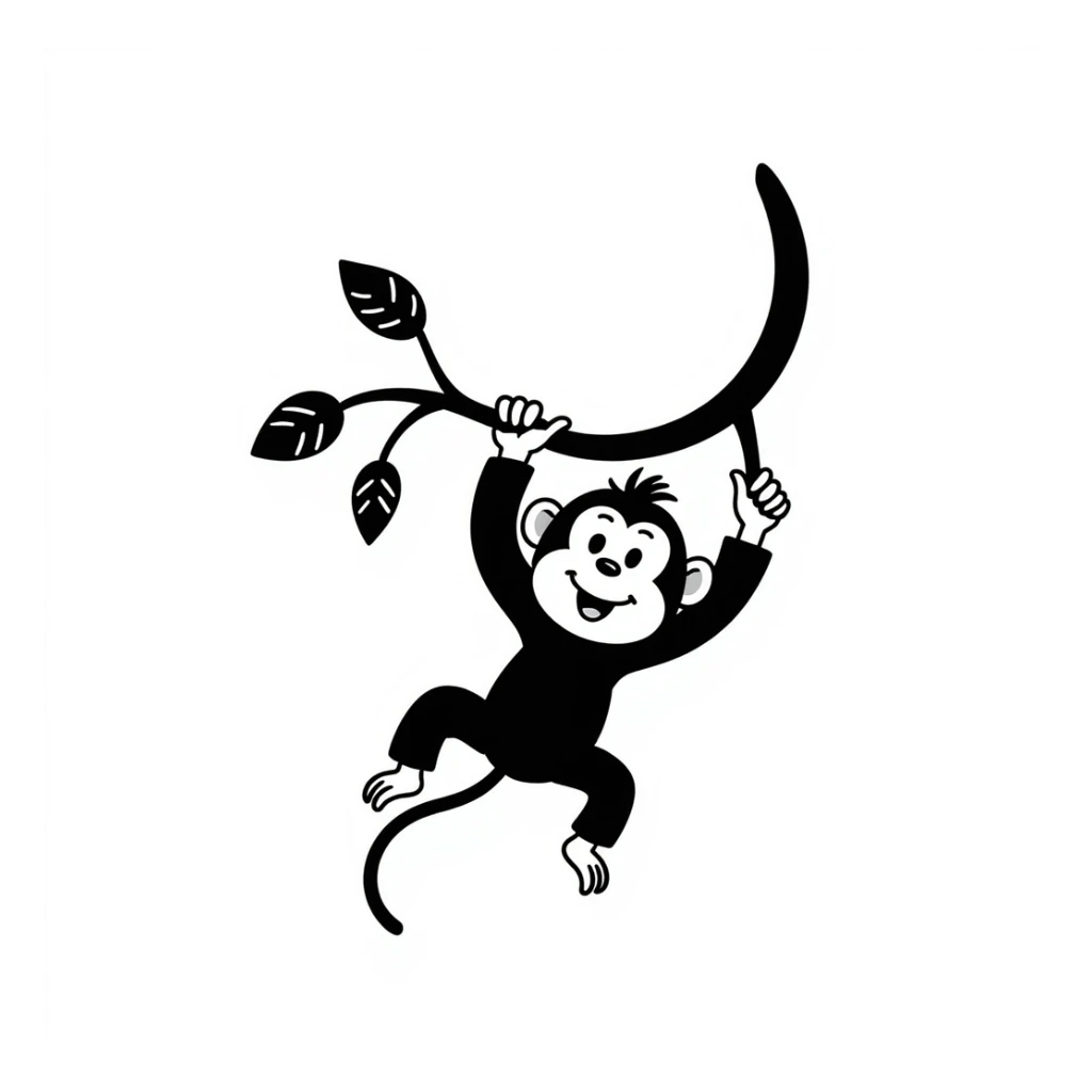 hand-drawn doodle of a monkey in black ink sticker