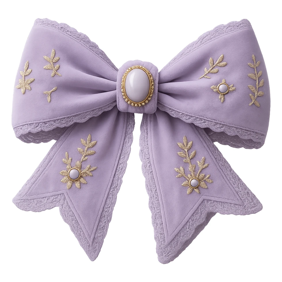Make the gothic bow and accessories pastel purple, keep lace and velvet details, photorealistic style, keep background transparent. sticker