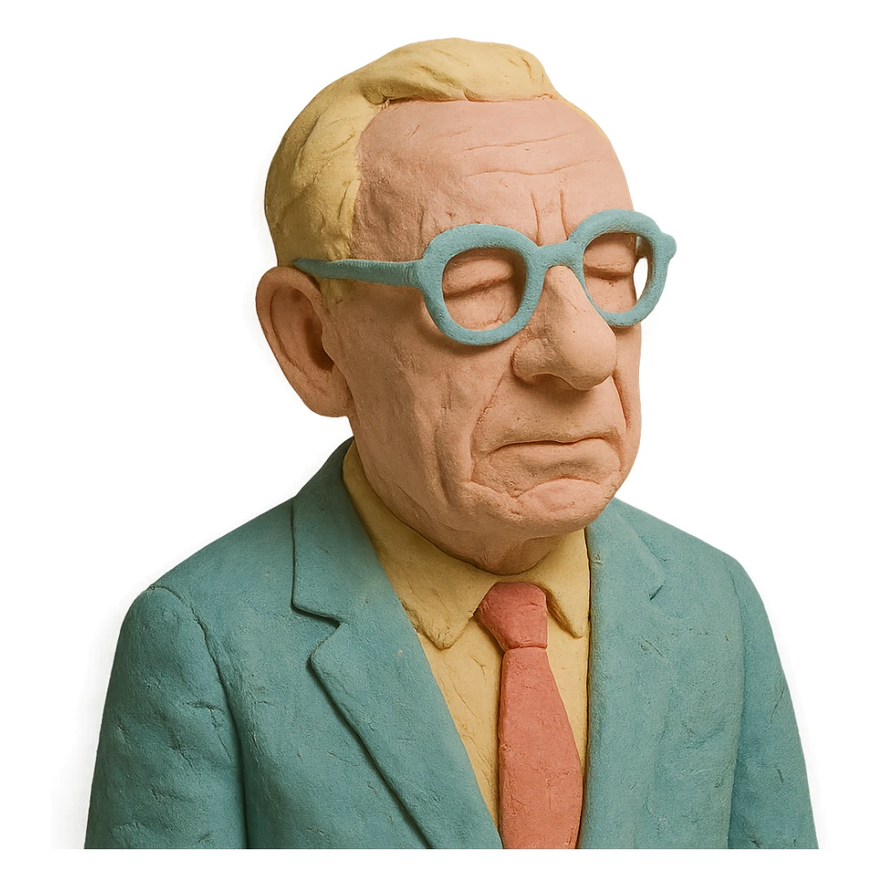 Merleau-Ponty in claymation style, pastel colors sticker