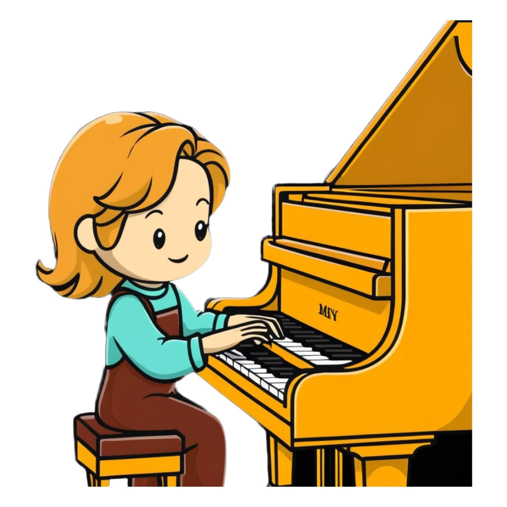 Michelle Monaghan with honey blonde hair playing piano sticker